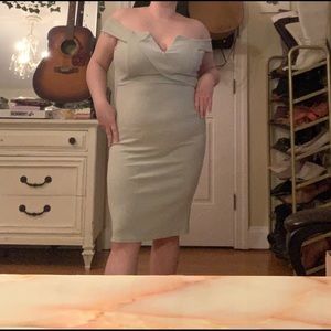 Mint off the shoulder misguided dress